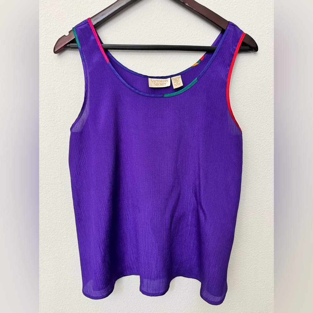Vintage Victoria's Secret Gold Label Purple Cami Tank Top M 90s Y2K